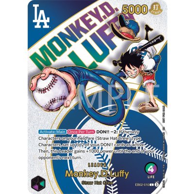 画像1: 【未開封】モンキー・D・ルフィ L [EB02-010]【英語版】(プロモーションカード「ワンピースカードゲーム x ロサンゼルスドジャース」)