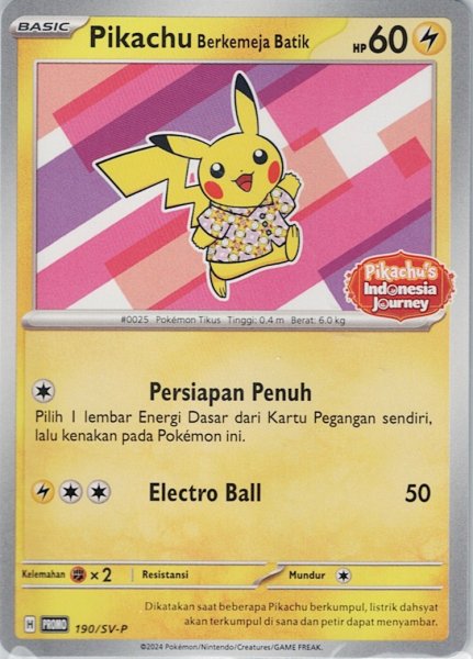 画像1: 【未開封】Pikachu Berkemeja Batik(190/SV-P)　インドネシア　ピカチュウ (1)