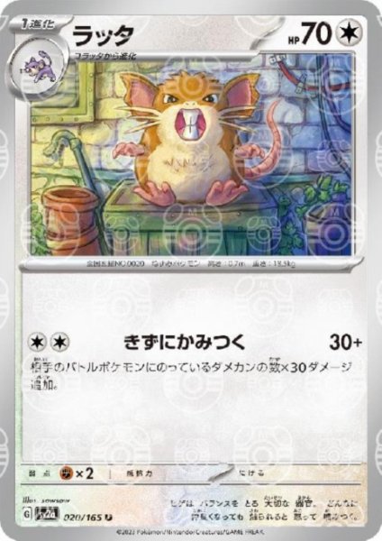 画像1: 【状態B】ラッタ(020/165)(ミラー/マスターボール) (1)